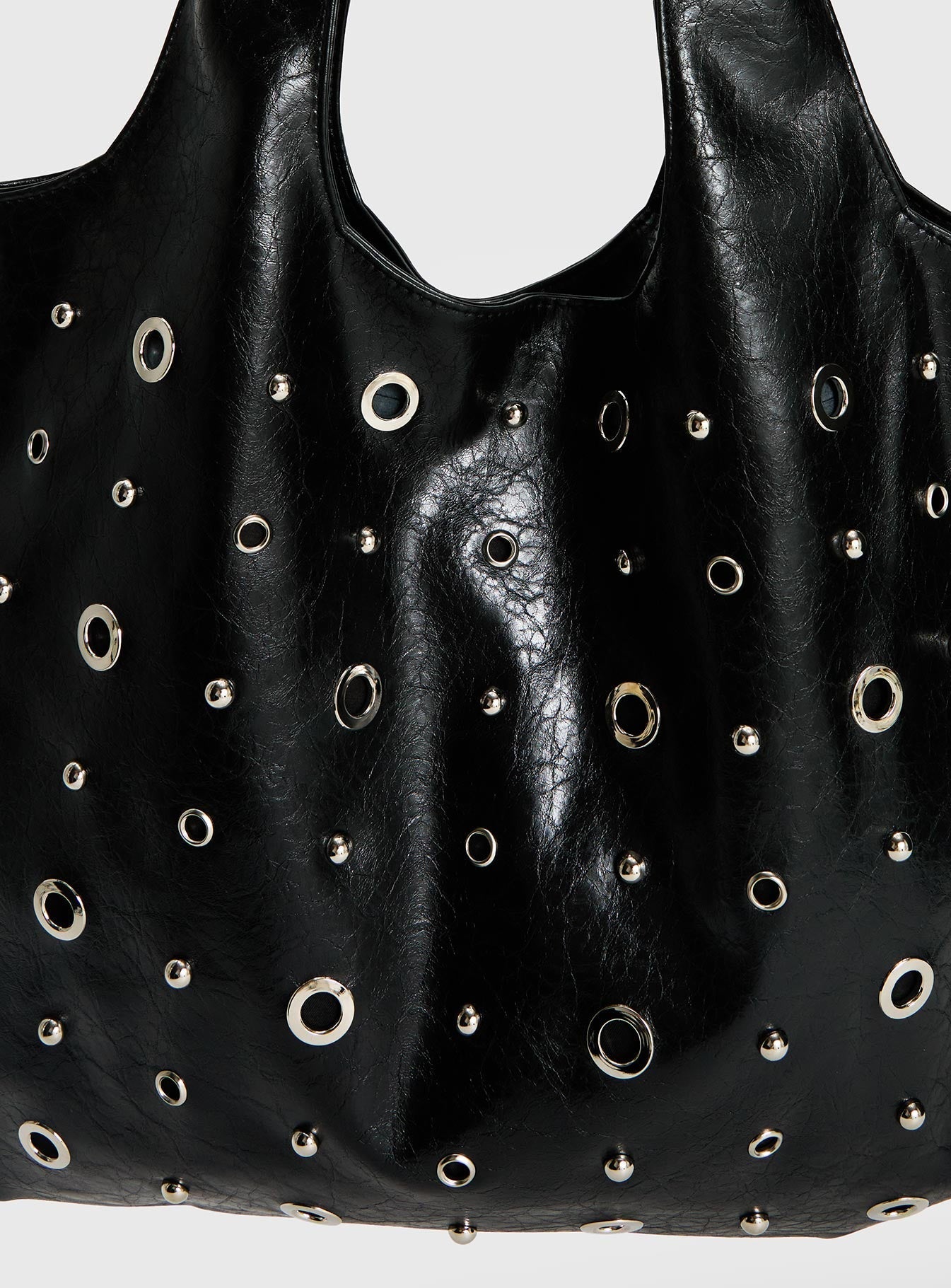 Find Your Love Eyelet Detail Shoulder Bag Black