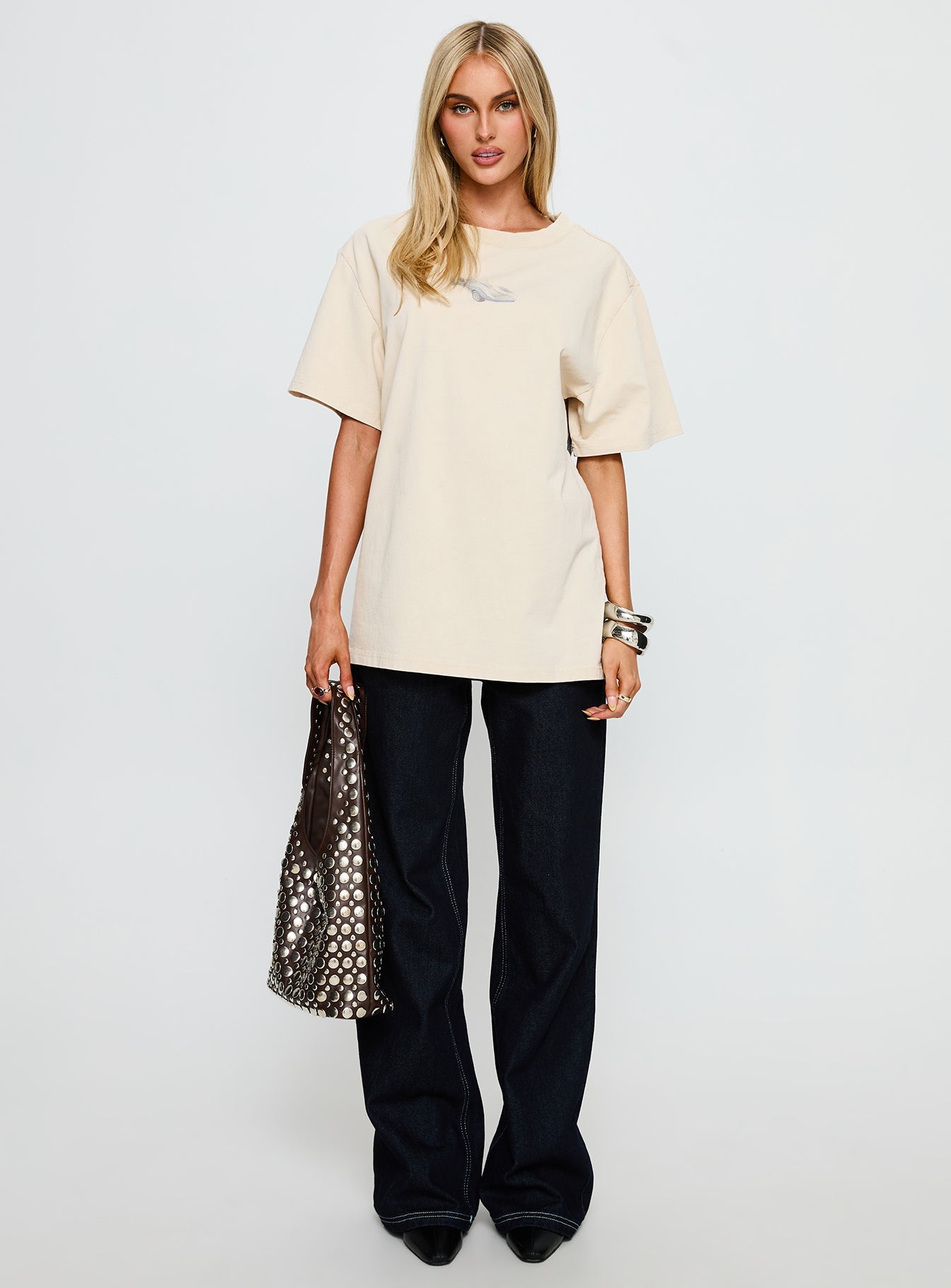 Corvette Classics Oversized Graphic Top Beige