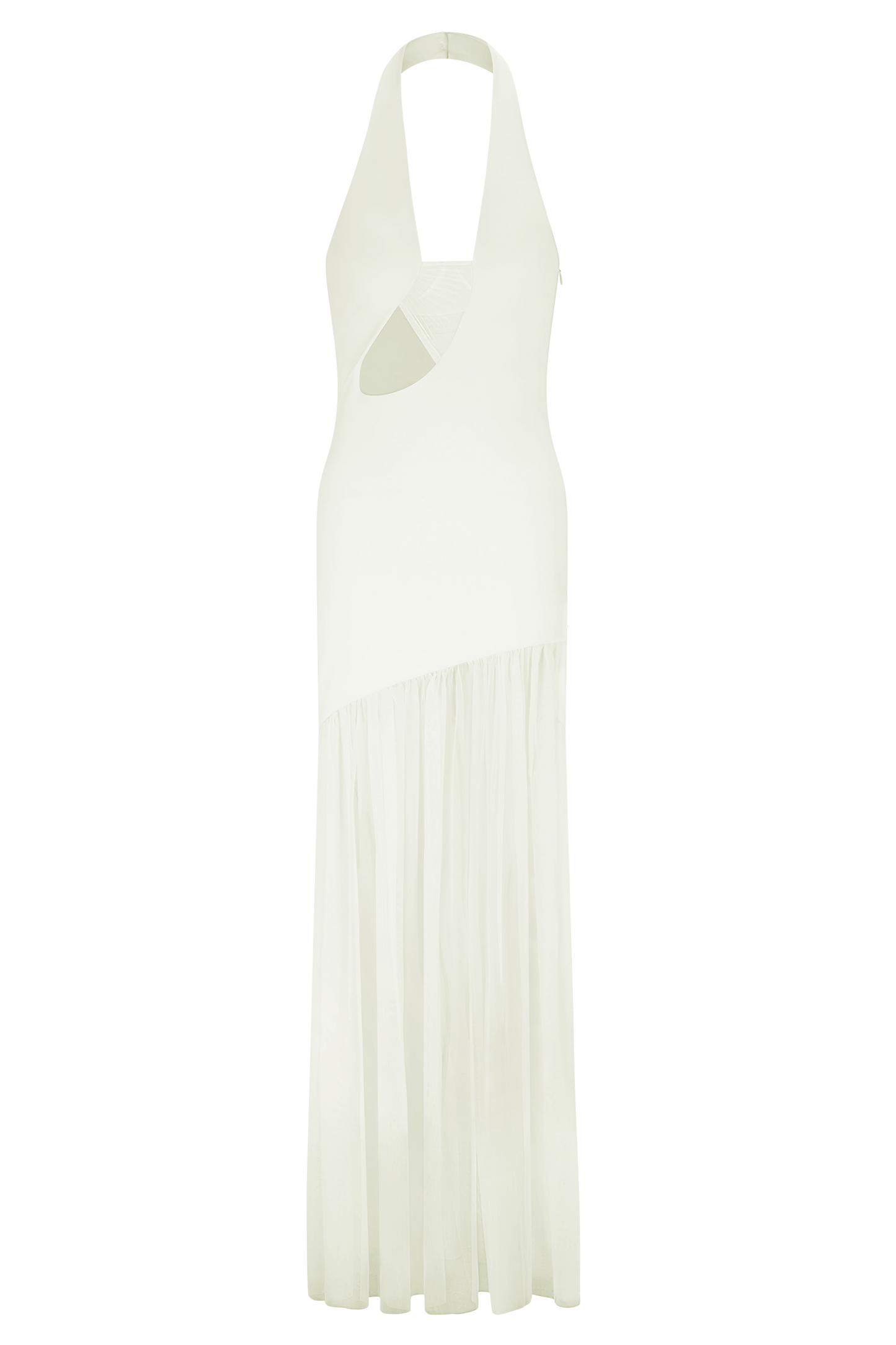 Aubree Crepe And Mesh Maxi Dress - Ivory