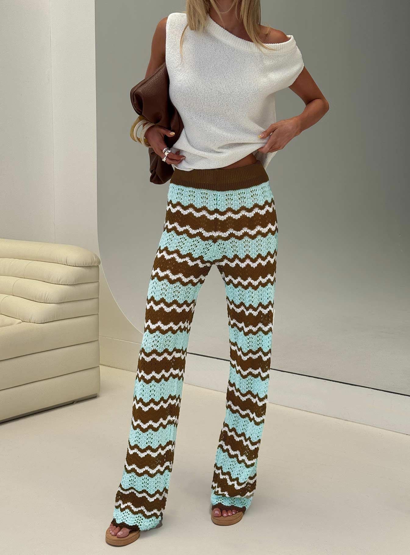 Rozia Knit Pant Blue Stripe