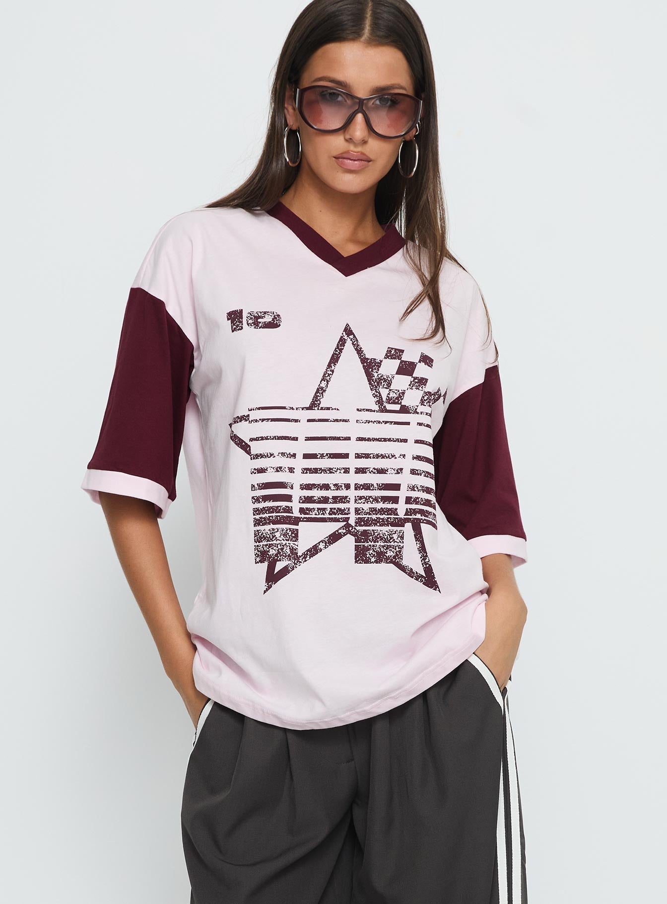 Nachell Short Sleeve Moto Top Pink