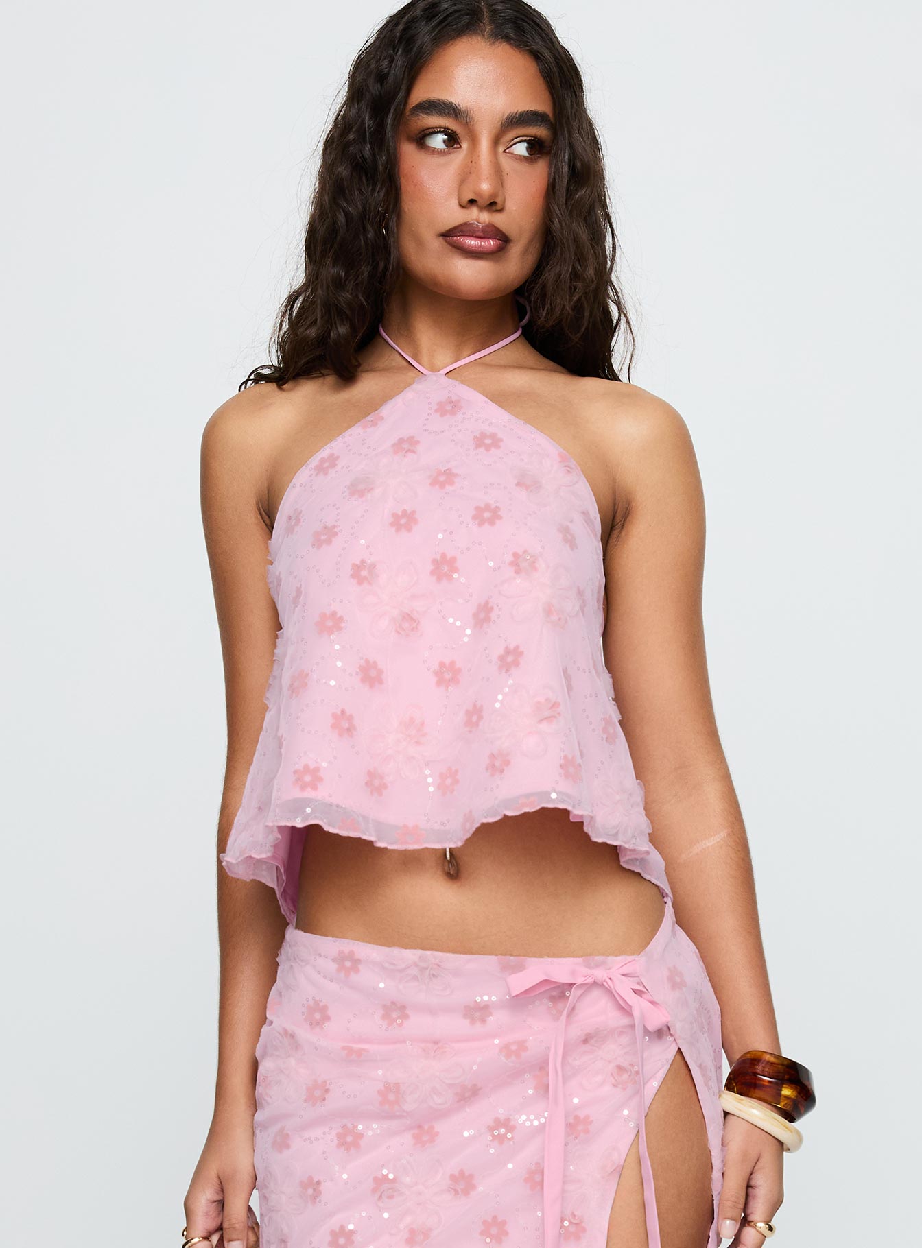 Remembering Tie Back Top Pink