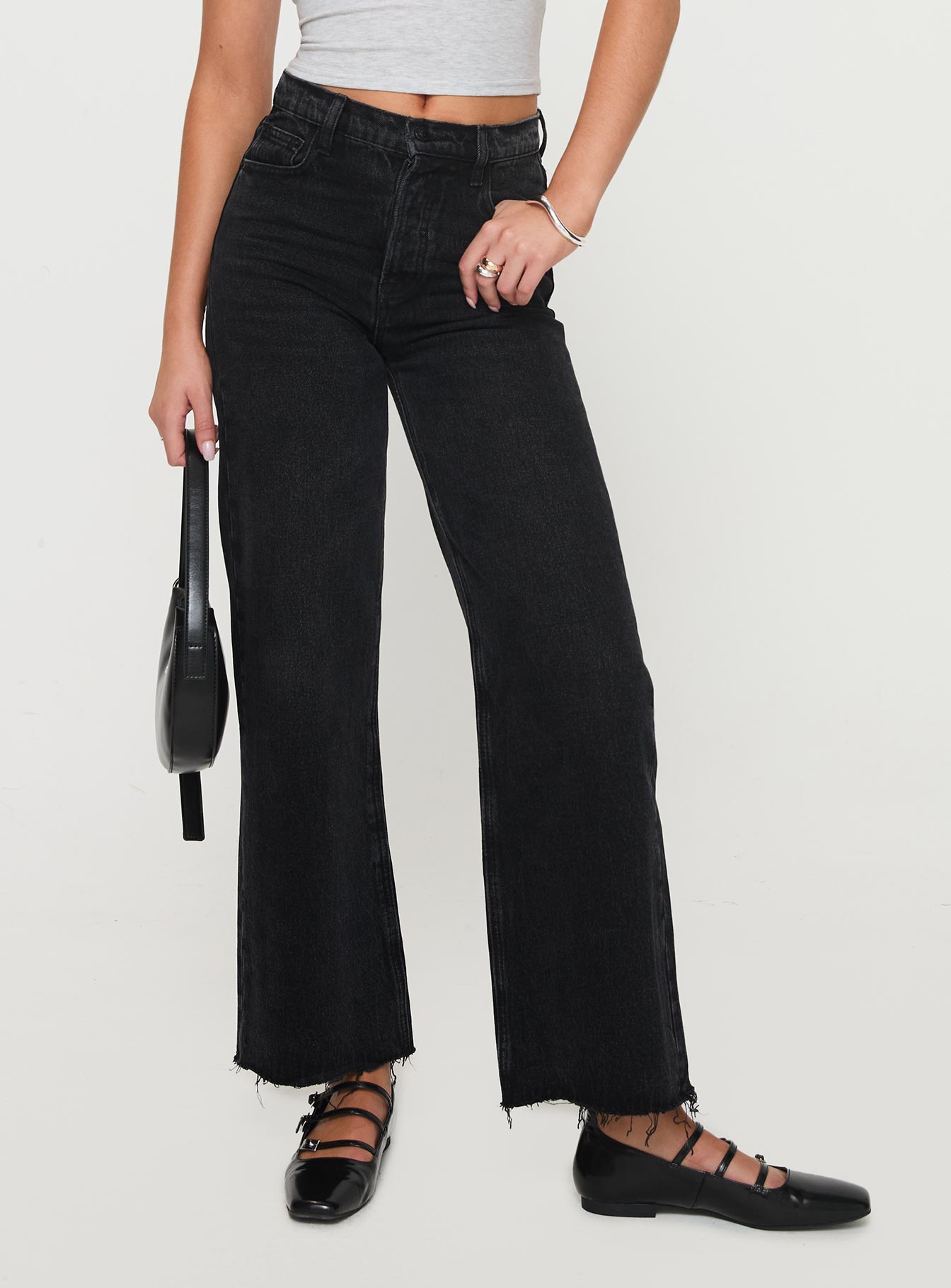 Fawcett High Rise Straight Leg Jeans Washed Black