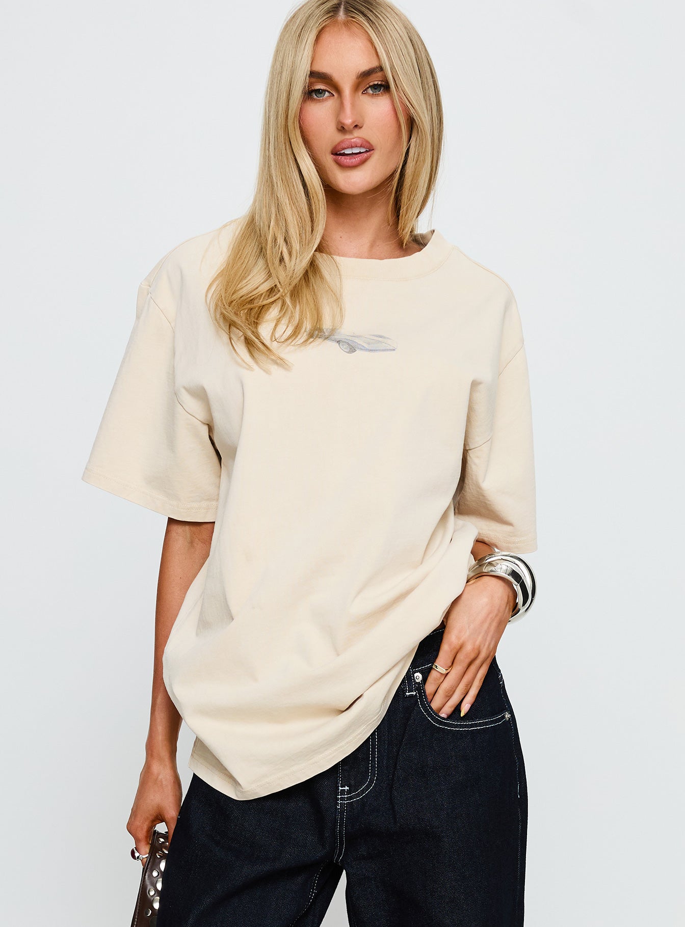 Corvette Classics Oversized Graphic Top Beige