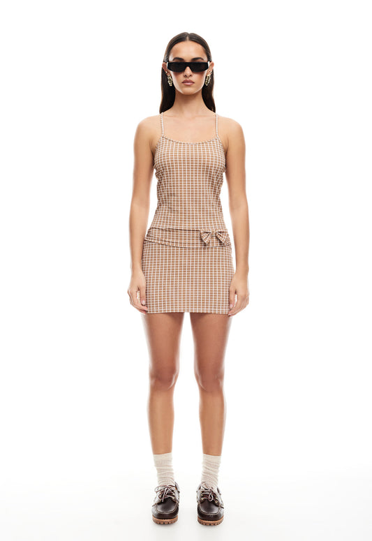 INTUITION MINI DRESS - CHOCOLATE CHECK
