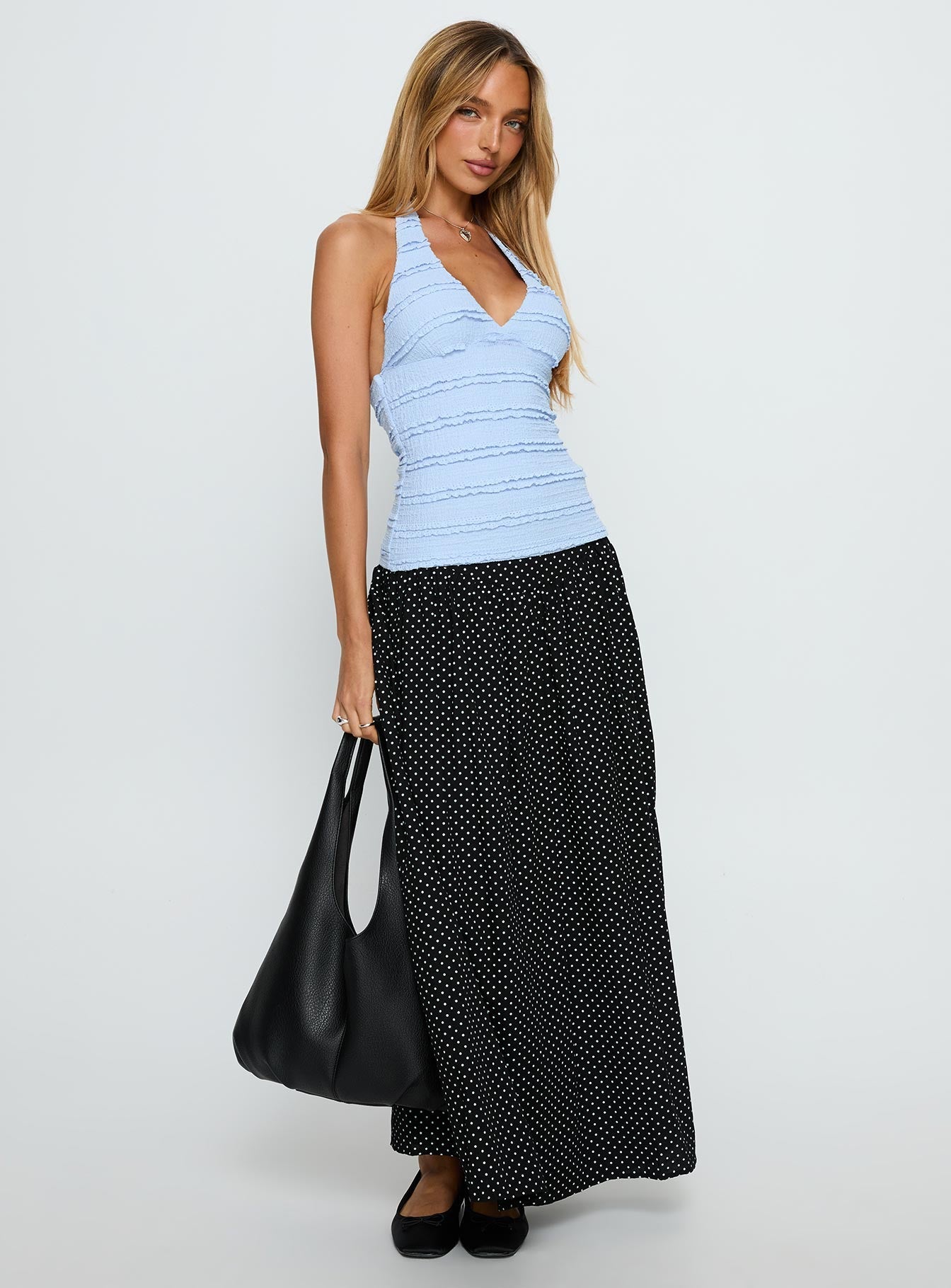 Ileene Textured Halter Top Blue