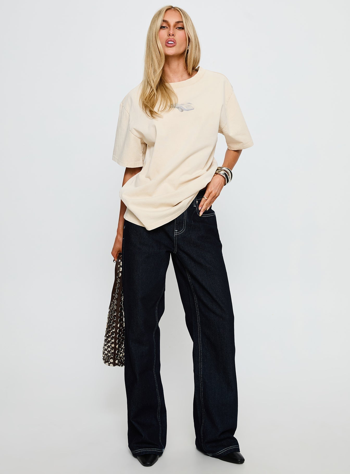 Corvette Classics Oversized Graphic Top Beige