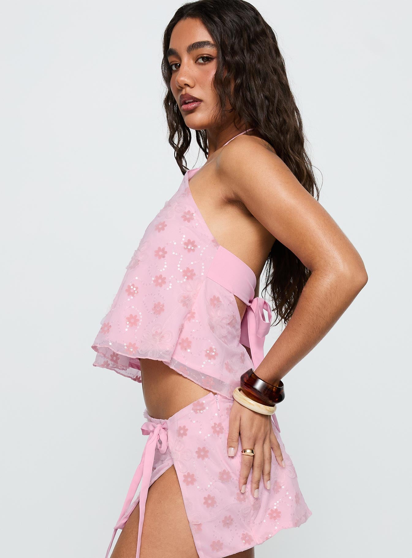 Remembering Tie Back Top Pink