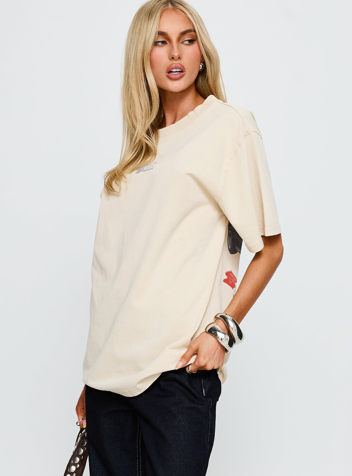 Corvette Classics Oversized Graphic Top Beige