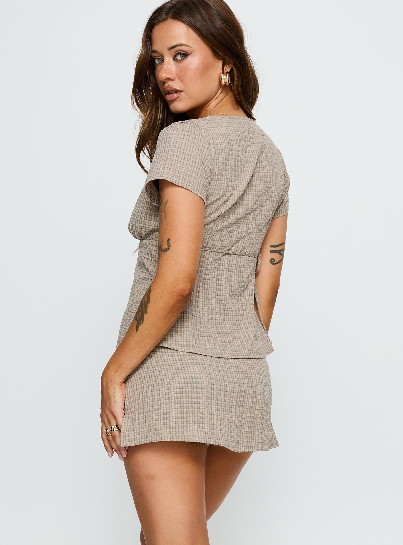 Emmilou Wrap Set Brown Check