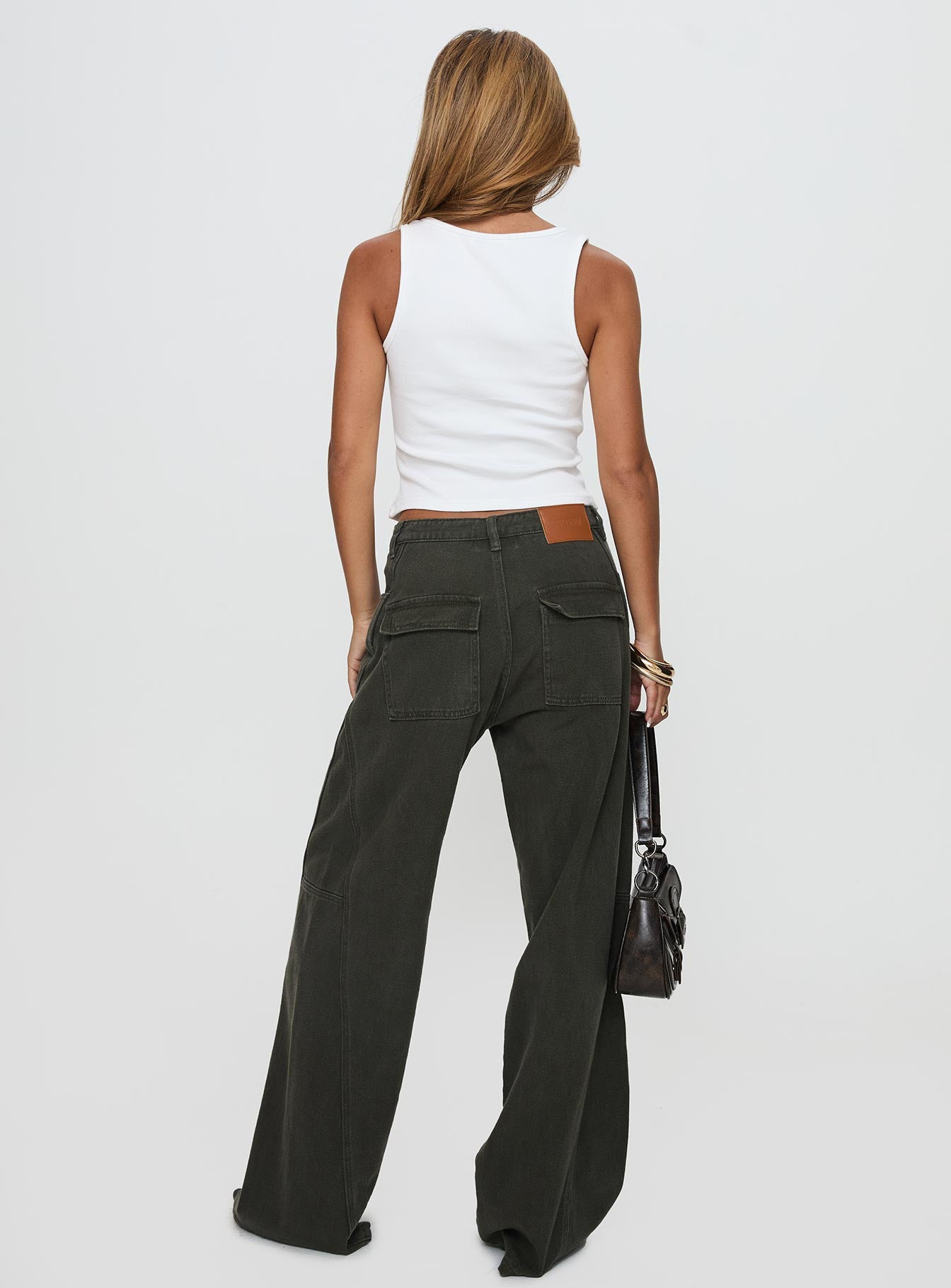 Bruiser Tie Waist Mid Rise Wide Leg Jeans Green
