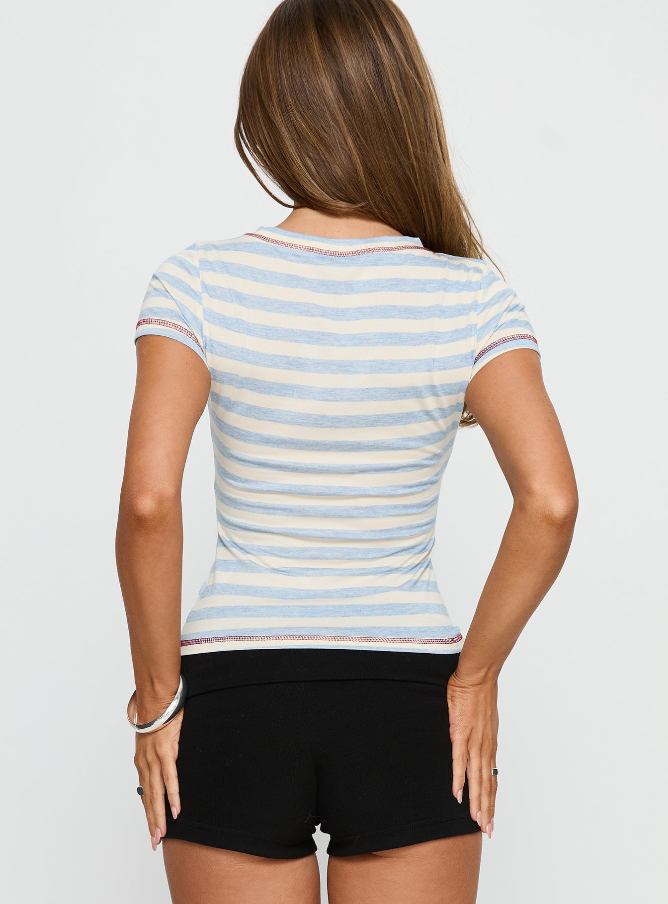 Beverly Hills Athletics Graphic Top Blue Stripe