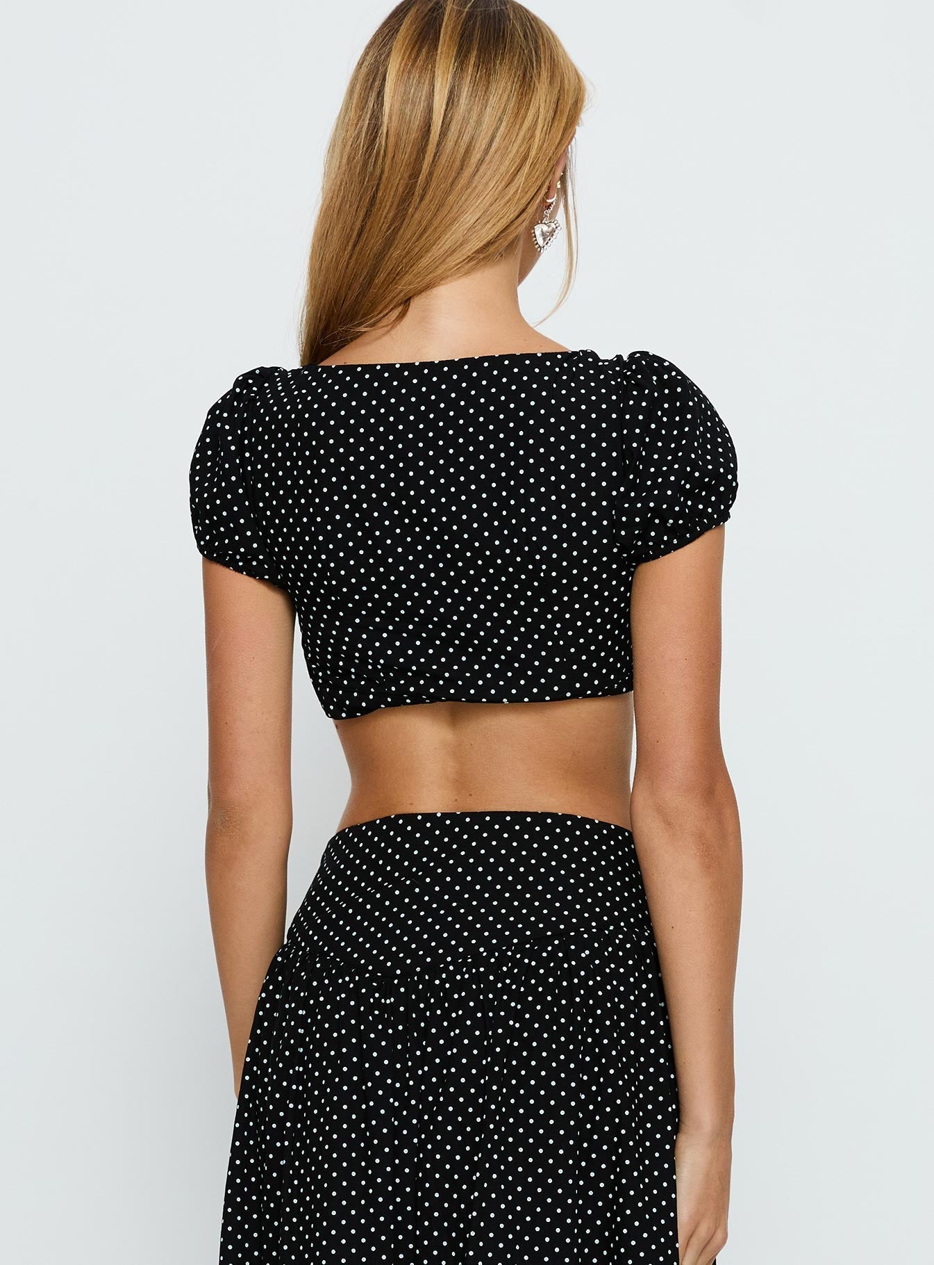 Alletta Tie Up Top Black Polka