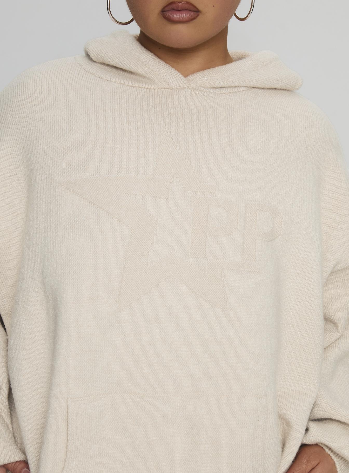 Princess Polly Knit Hoodie Beige Curve