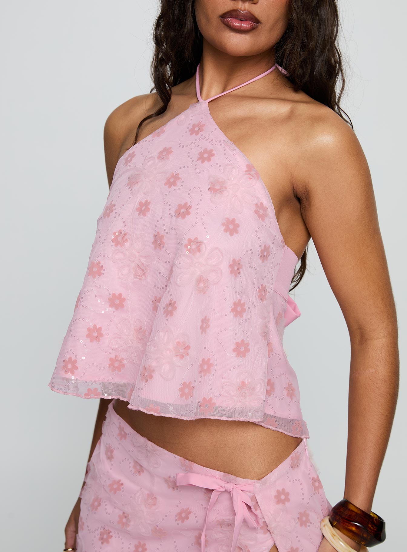 Remembering Tie Back Top Pink