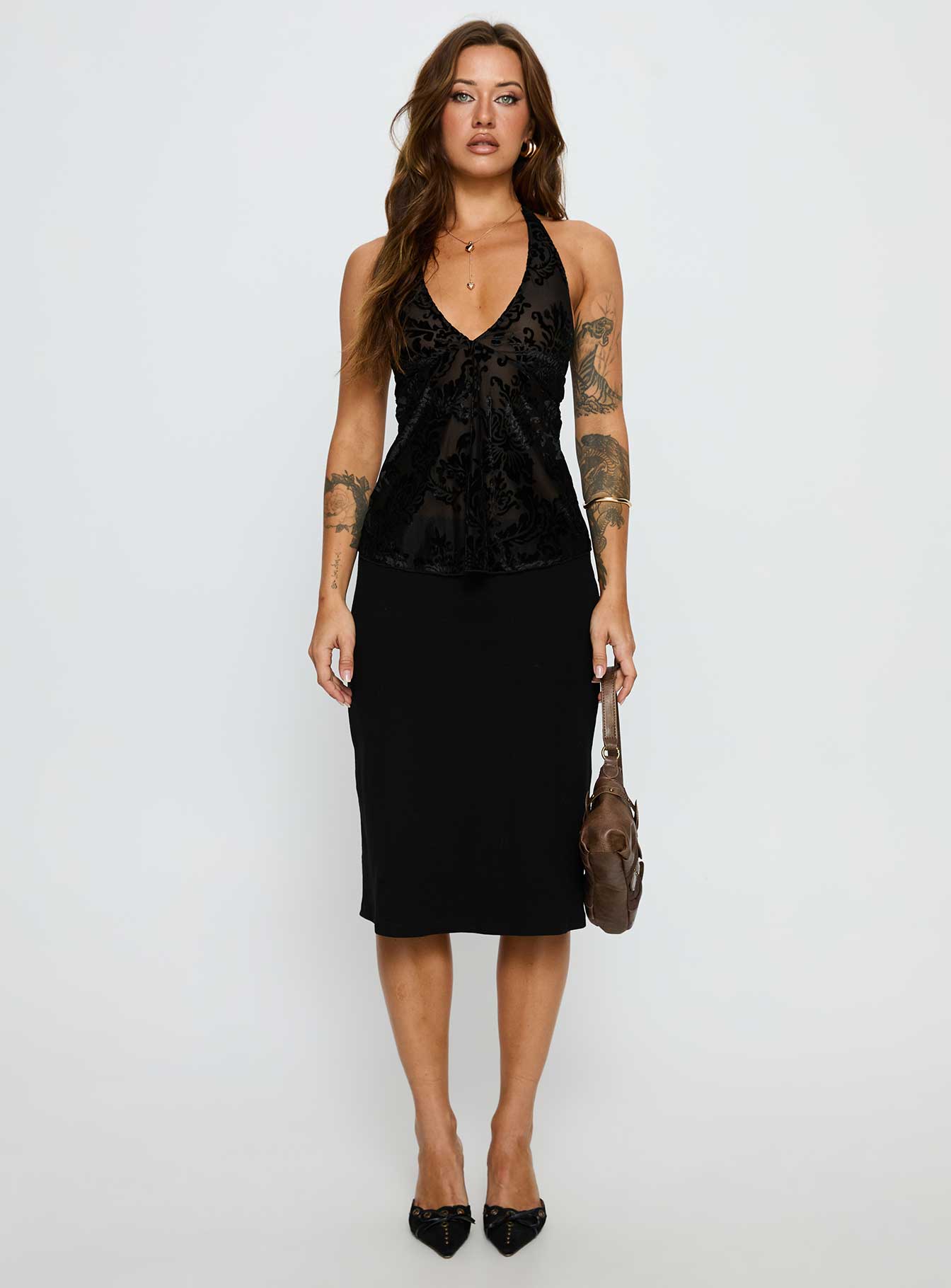 Eccentric Halter Top Black