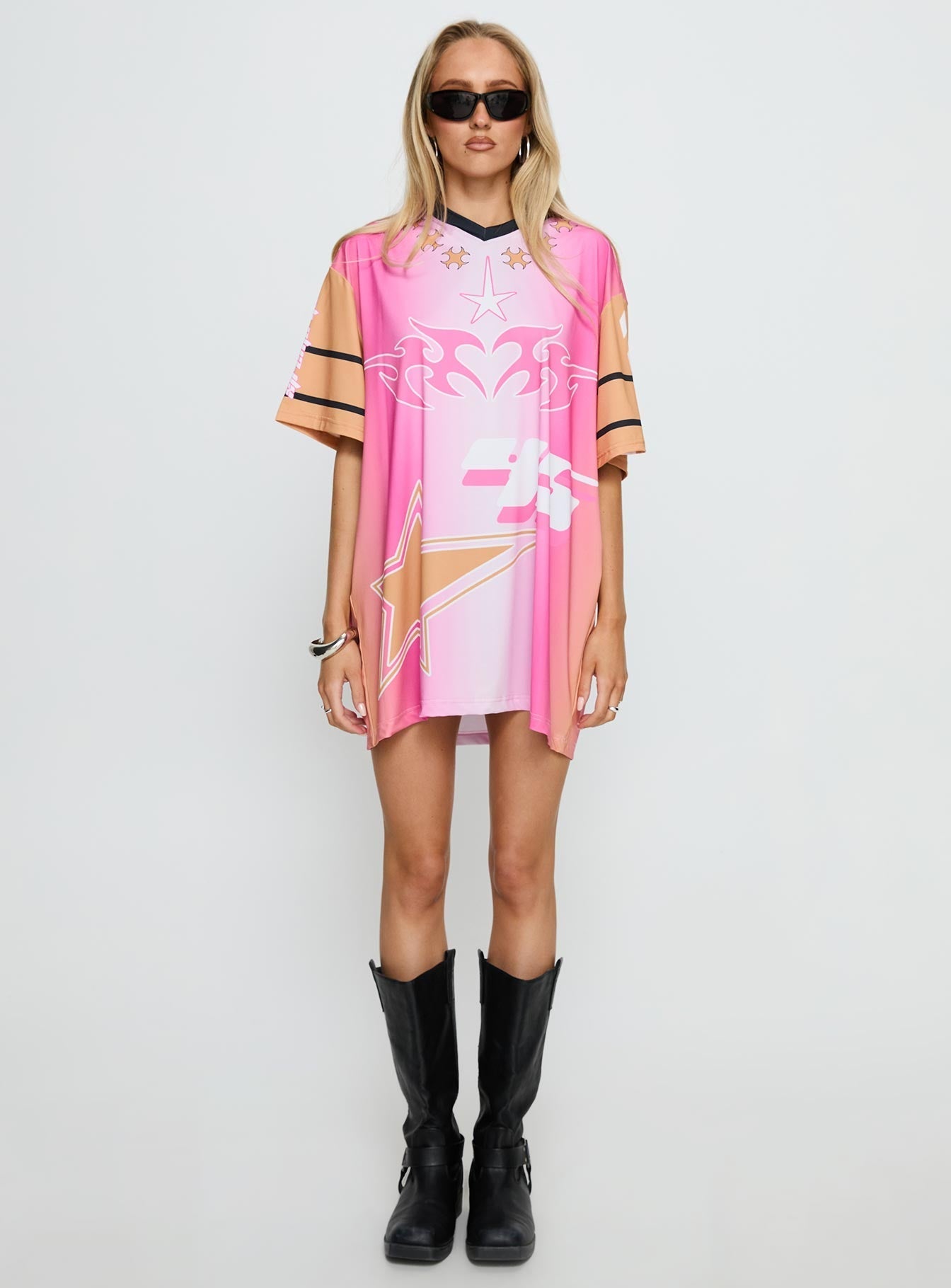 Moto Angel Graphic Top Pink / Orange