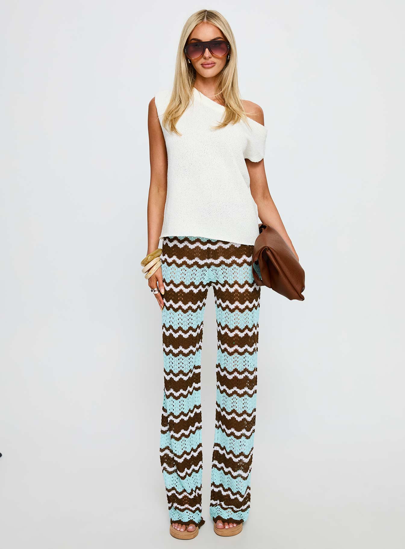 Rozia Knit Pant Blue Stripe