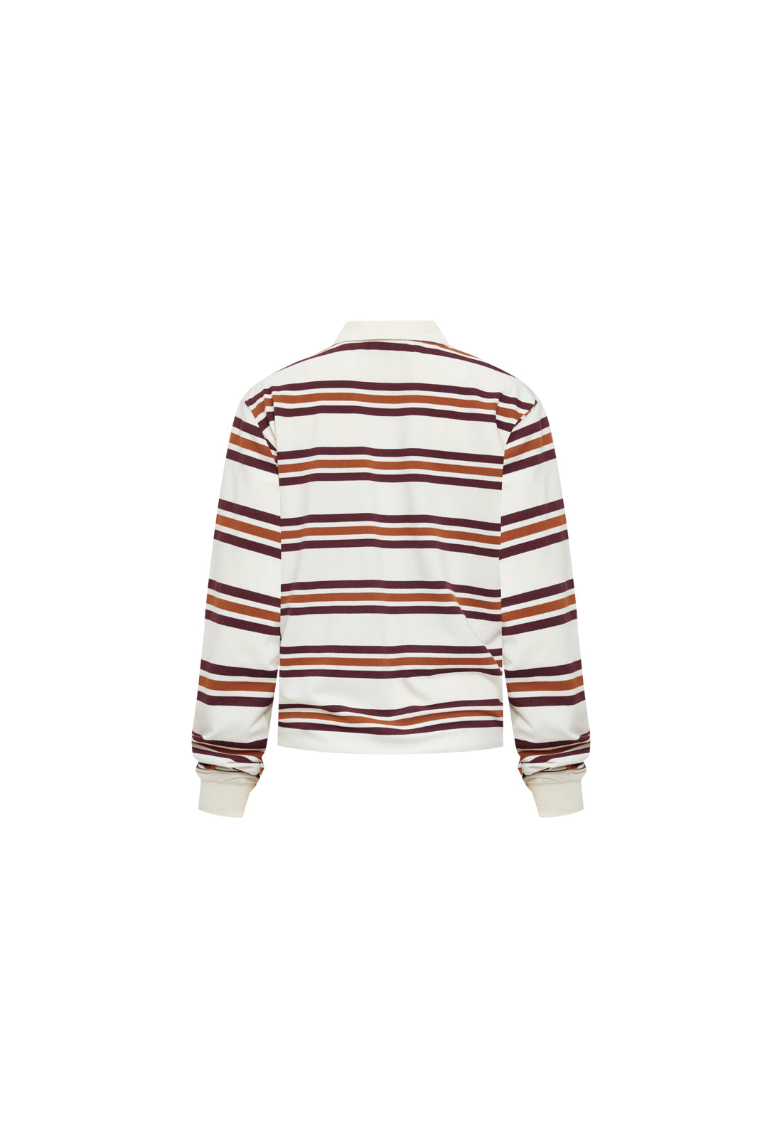 LEISURE LONG SLEEVE POLO - COFFEE STRIPE