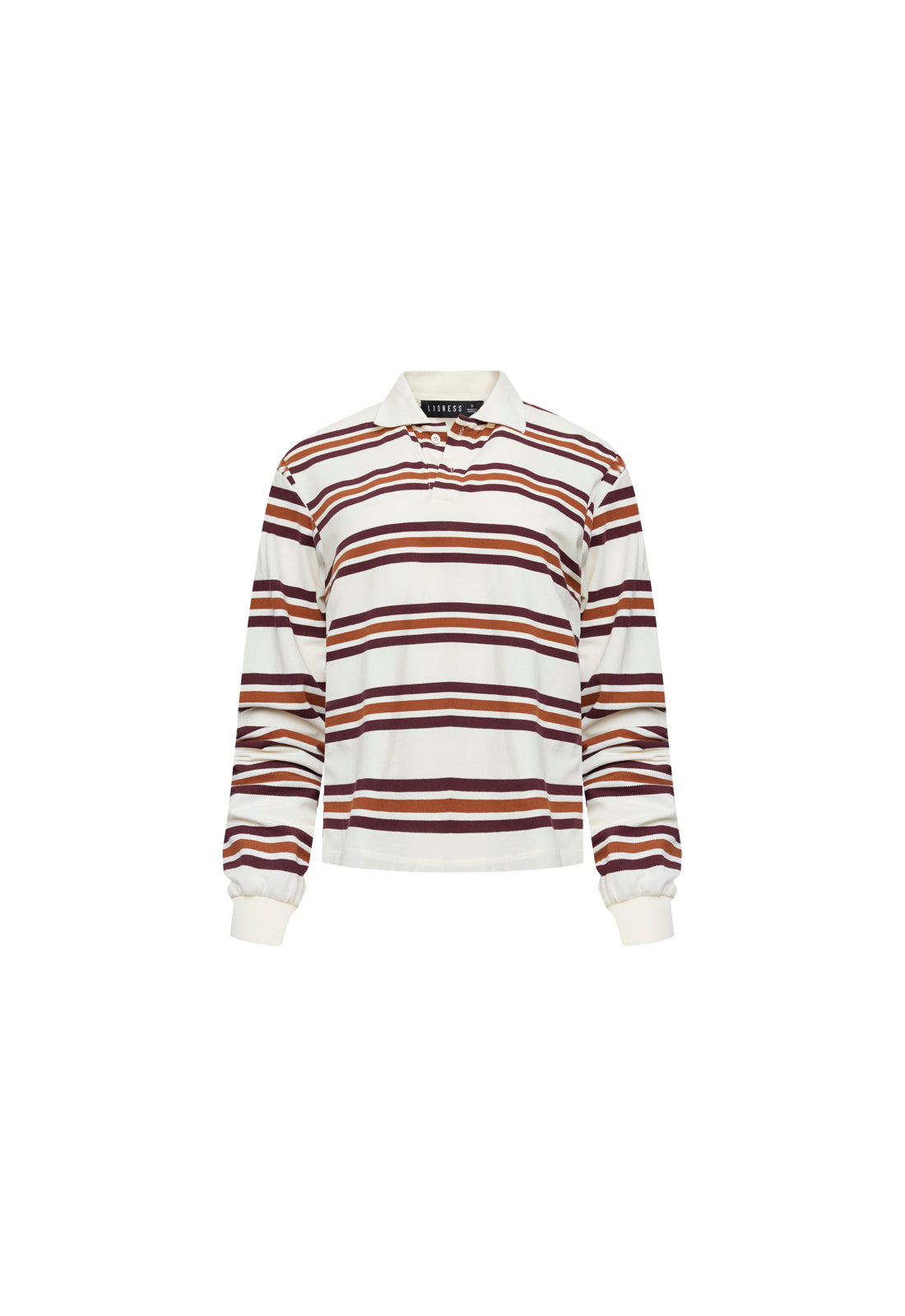 LEISURE LONG SLEEVE POLO - COFFEE STRIPE