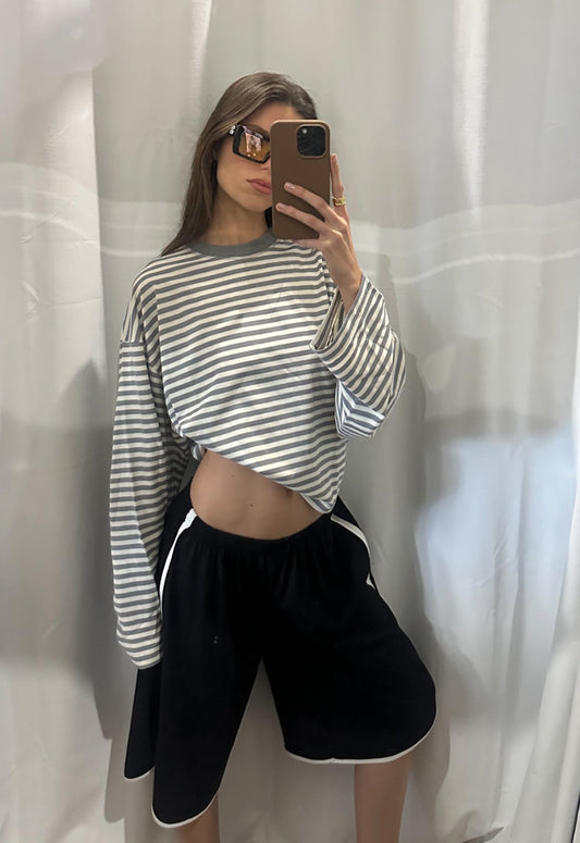 BLOOM LONG SLEEVE - ASH STRIPE