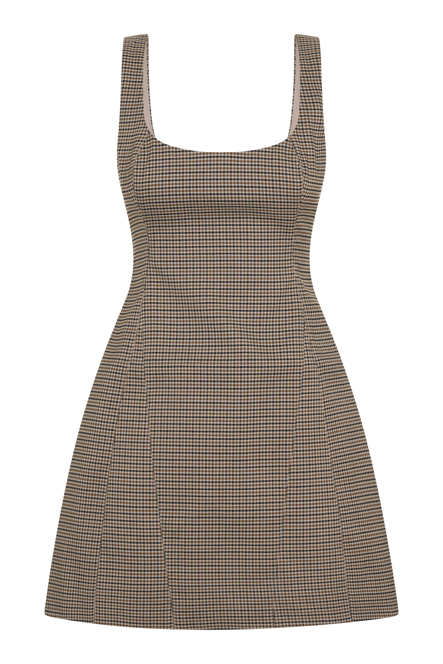 Beth Mini Dress - Tan Check
