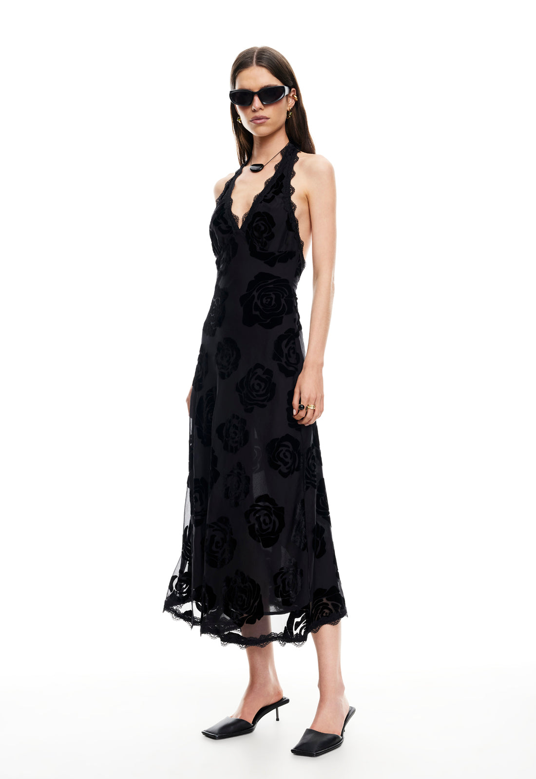 STARS ALIGN MIDI DRESS - BURNT NOIR ROSE