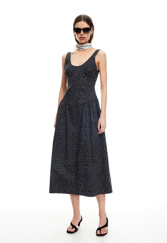 LUNA ROSA MAXI DRESS - NOIR POLKA