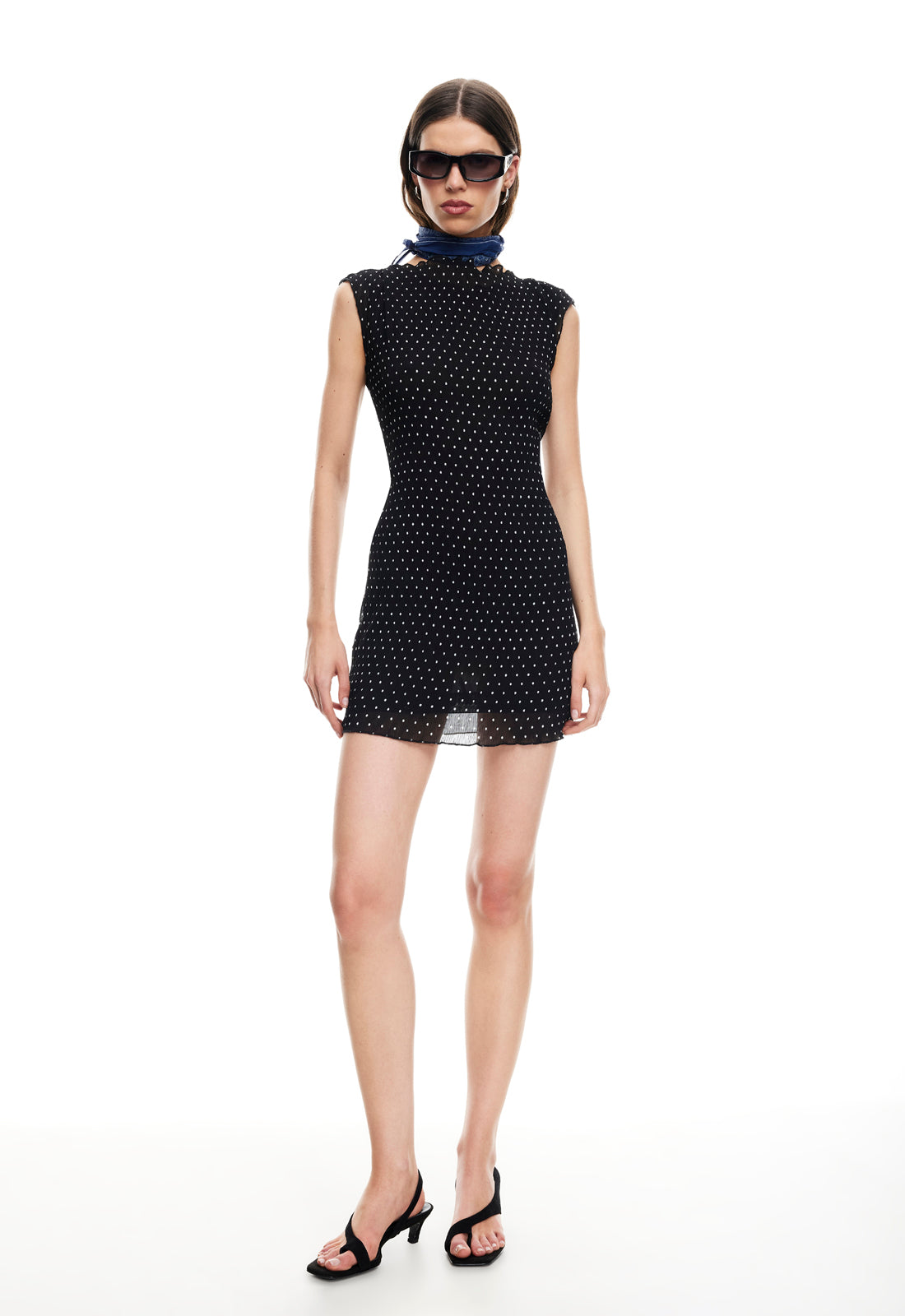MARINER MINI DRESS - NOIR POLKA