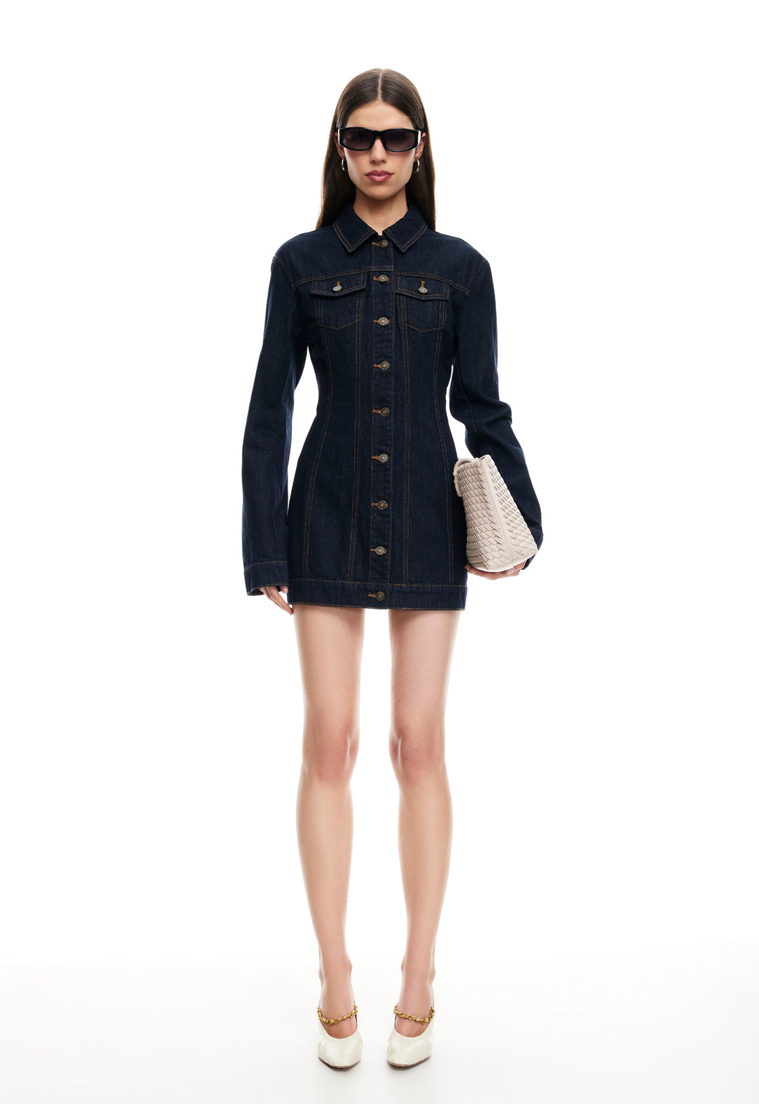 RIDER DENIM MINI DRESS - DARK DENIM