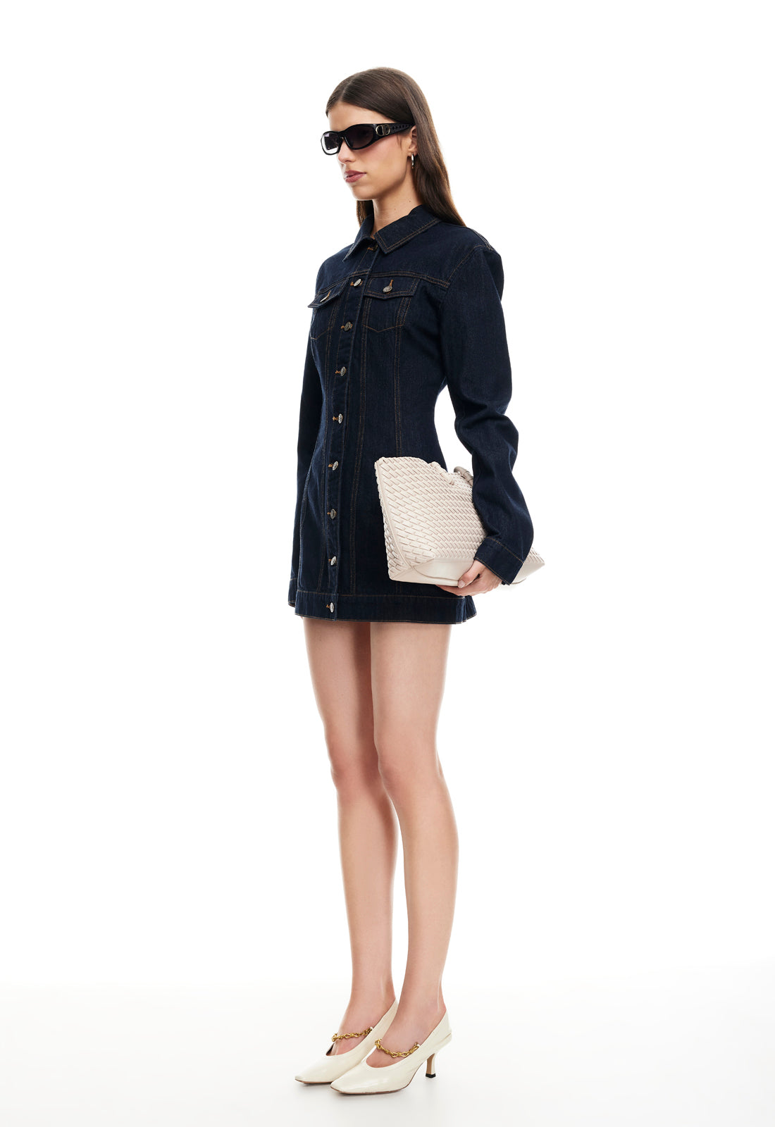 RIDER DENIM MINI DRESS - DARK DENIM