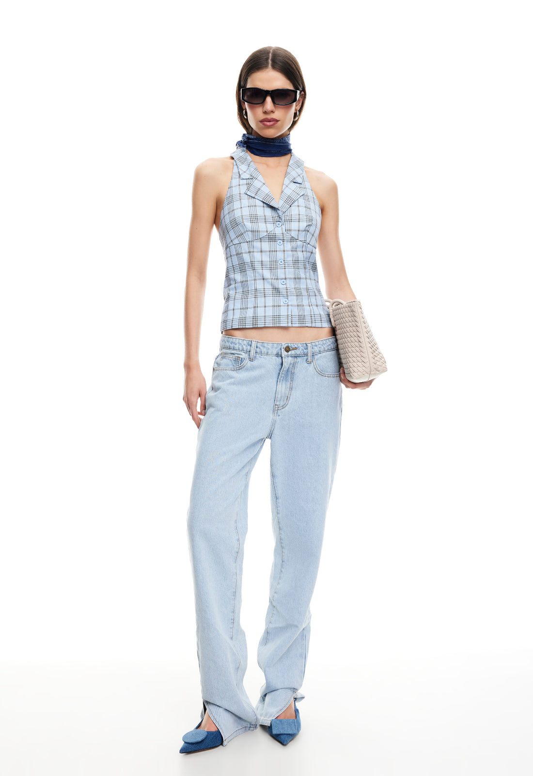 LURE TOP - BABY BLUE PLAID