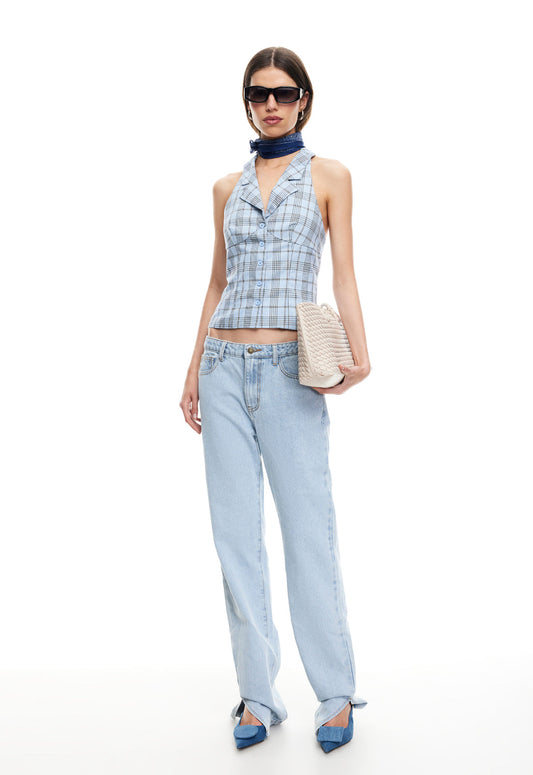 LURE TOP - BABY BLUE PLAID