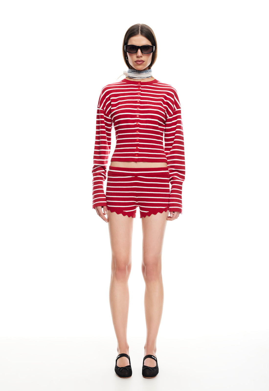 DOLLHOUSE KNIT SHORT - CRIMSON STRIPE