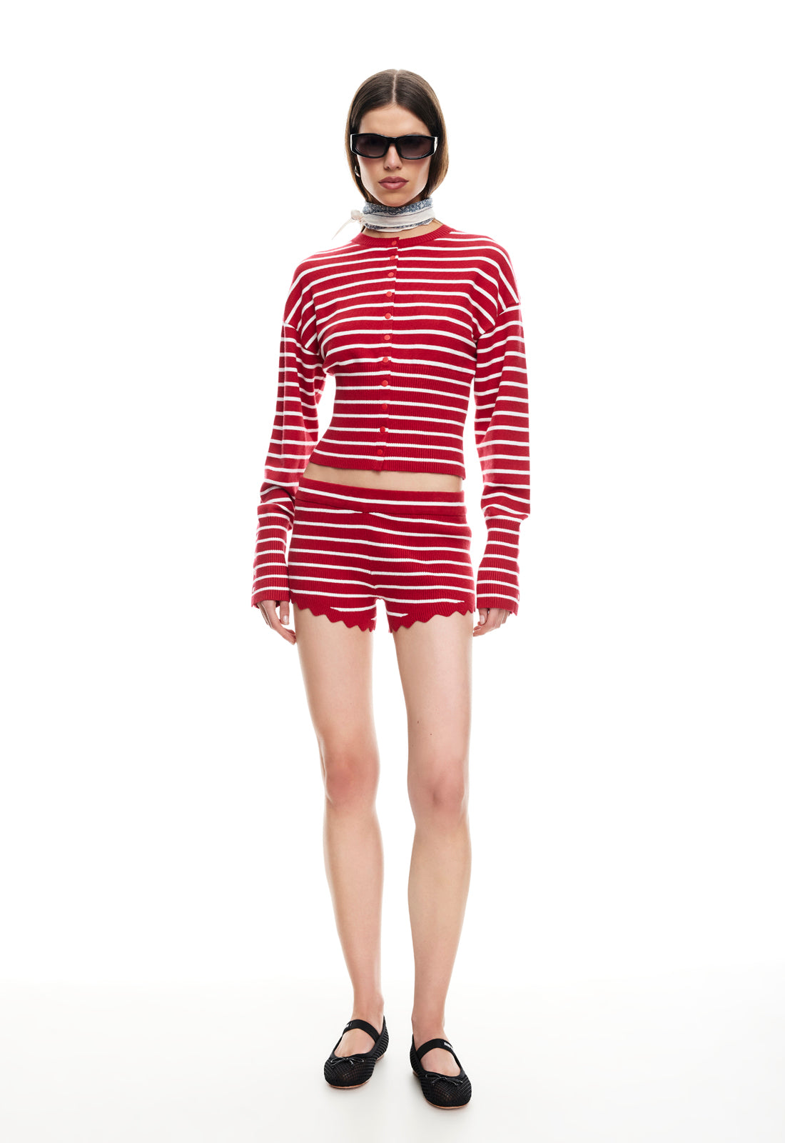 DOLLHOUSE KNIT SHORT - CRIMSON STRIPE