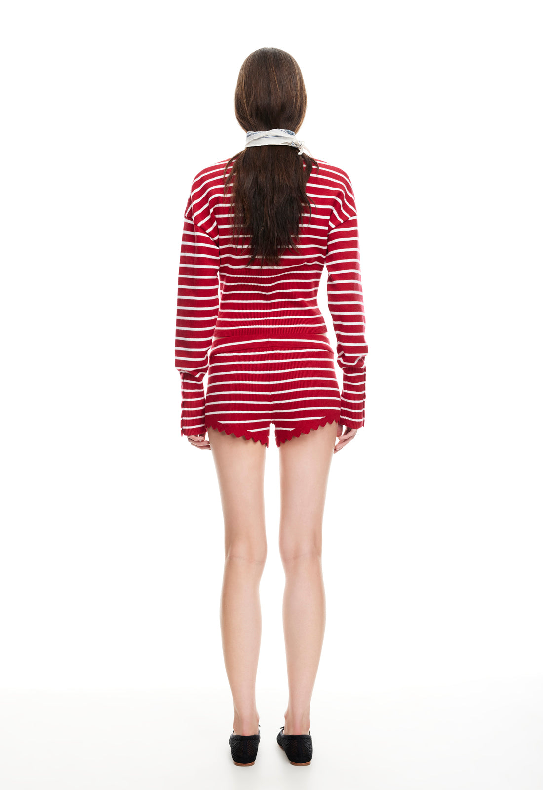 DOLLHOUSE KNIT SHORT - CRIMSON STRIPE
