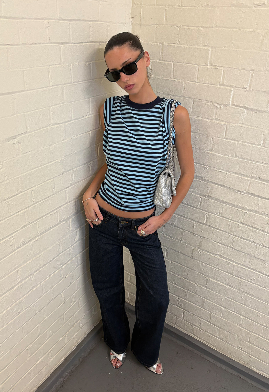 BLOOM SHORT SLEEVE - NAVY SEA STRIPE