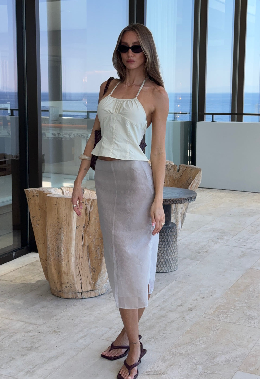 PARADISE MIDI SKIRT - OYSTER