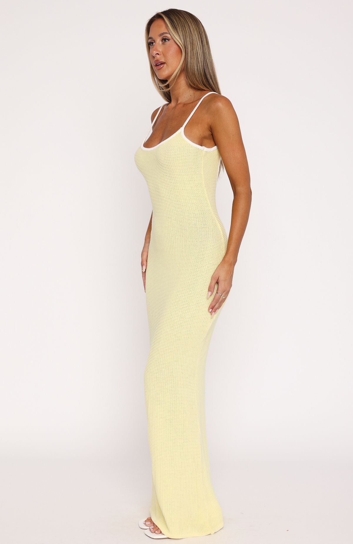 Came A Long Way Crochet Maxi Dress Lemon